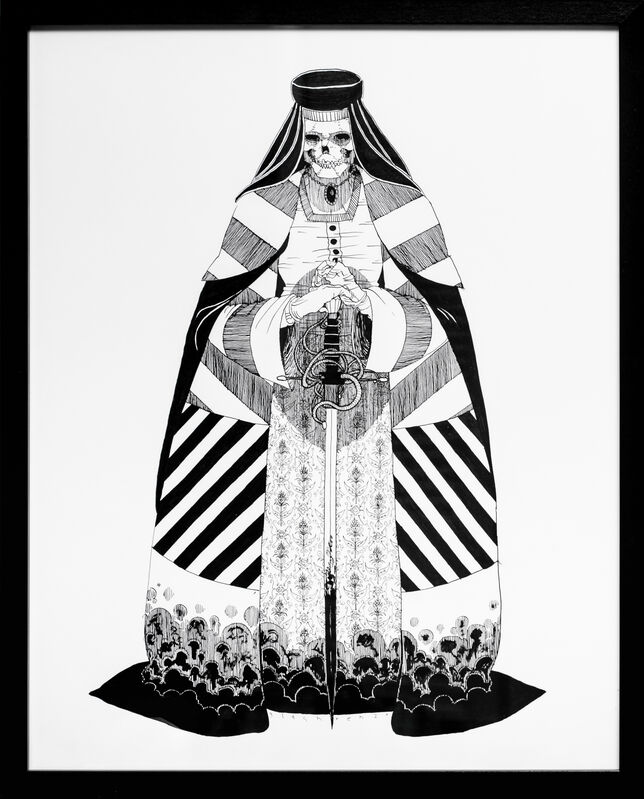 Kate Glasheen, ‘Dead Queen 2 [15th Century Iberian Queen]’, 2020, Drawing, Collage or other Work on Paper, Pen and ink on archival paper, Paradigm Gallery + Studio