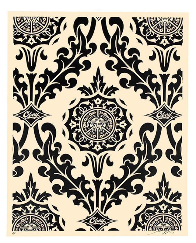 Shepard Fairey, ‘PARLOR PRINT (Artist Proof Black & Cream)’, 2010, Print, Screenprint with black paint on heavy cream colored paper, Silverback Gallery