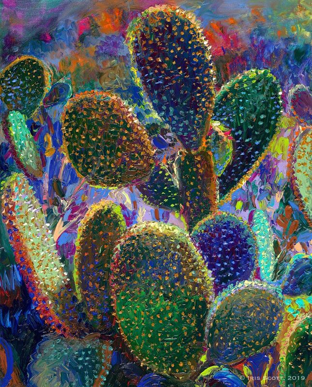 Iris Scott, ‘Cactus Nocturnus’, 2018, Painting, Finger painted oil on canvas, Filo Sofi Arts