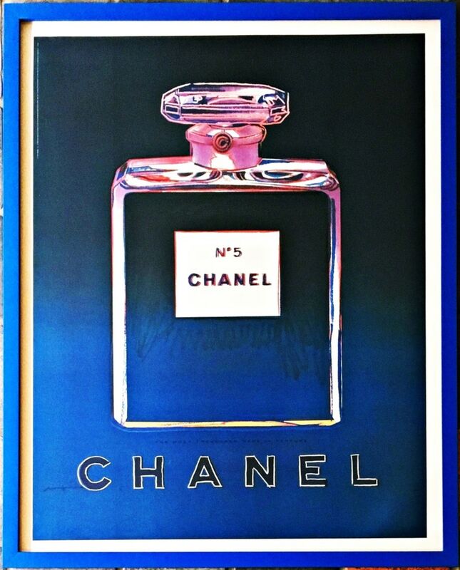 Andy Warhol, ‘Chanel No. 5 (Blue)’, 1997, Print, Offset lithograph on thin linen canvas; plate signed. framed., Alpha 137 Gallery Gallery Auction