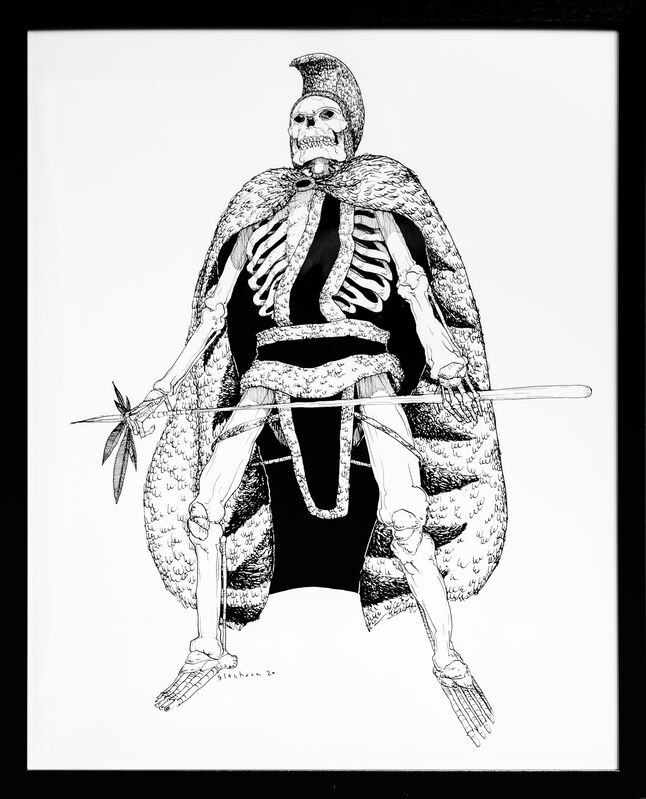 Kate Glasheen, ‘Dead King 29 [18th Century Polynesian King]’, 2020, Drawing, Collage or other Work on Paper, Pen and ink on archival paper, Paradigm Gallery + Studio