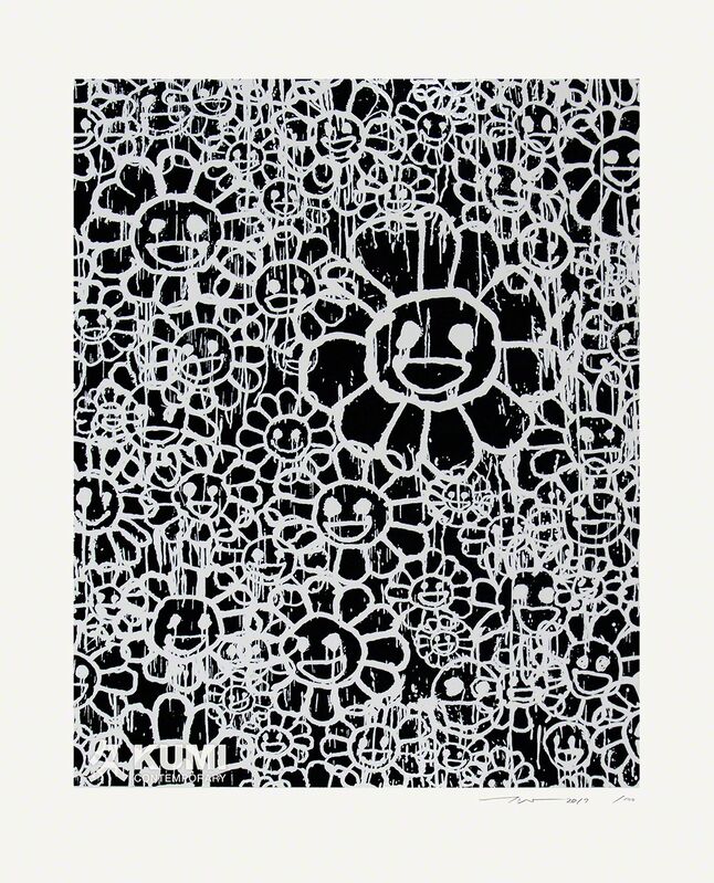 Takashi Murakami, ‘Murakami x MADSAKI Flowers Black C’, 2017, Painting, Silkscreen, Kumi Contemporary / Verso Contemporary