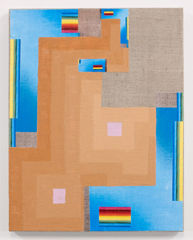 Todd Kelly, ‘Tan Rainbow Composition 1’, 2020, Painting, Oil, acrylic, and collage on linen, Asya Geisberg Gallery