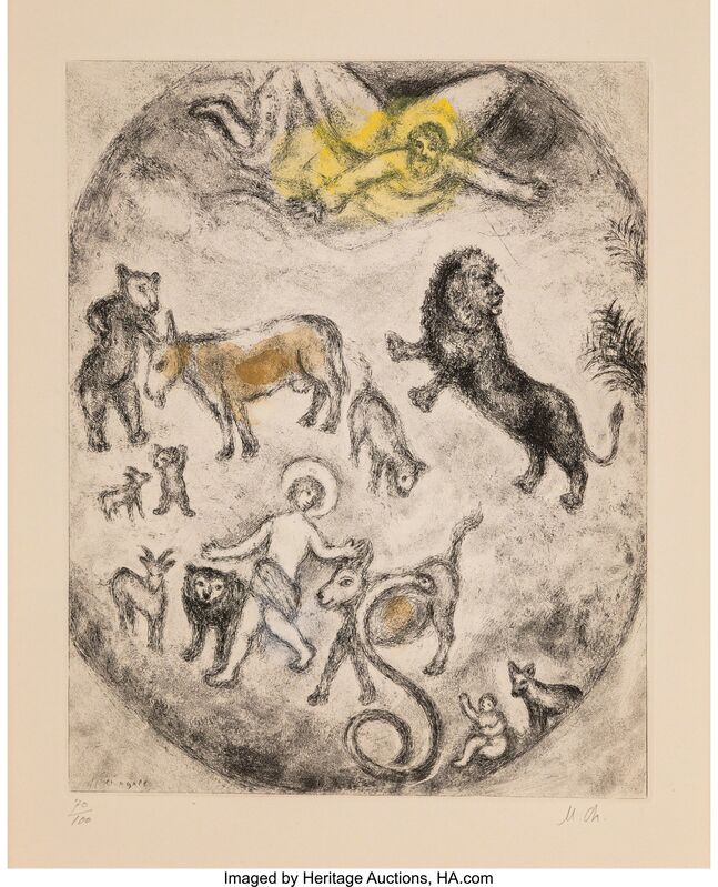 Marc Chagall, ‘Reconciliation of all the creatures, from Bible’, 1958, Print, Etching with aquatint in colors on Arches paper, Heritage Auctions