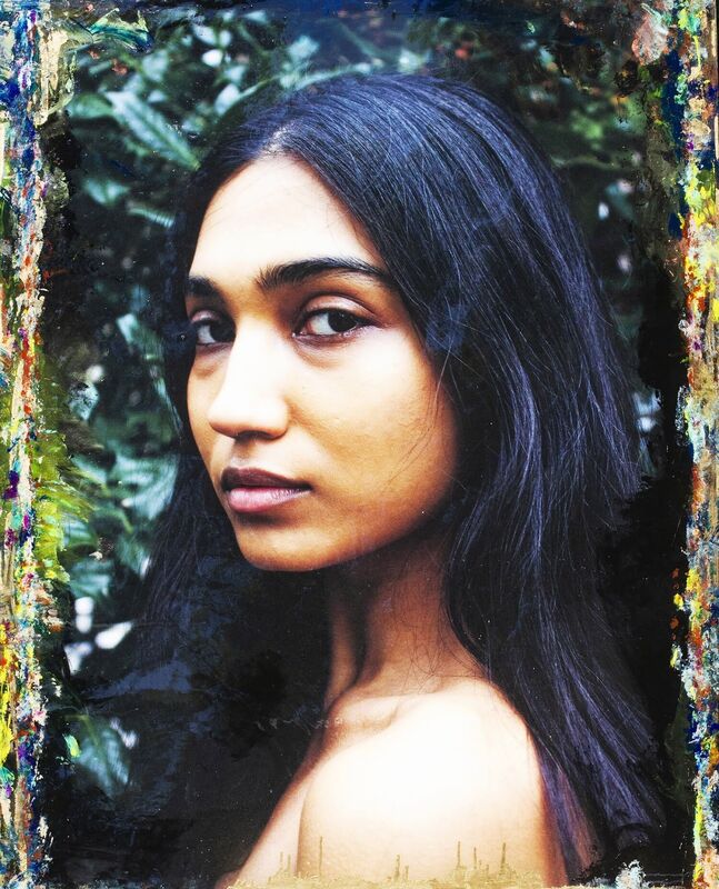 Elsa Marie Keefe, ‘Psychological Space’, 2020, Mixed Media, Nude in Nature fine art portrait photograph of model / activist Krithika, printed on canvas and pasted to wooden panel. Embellished with paint and coated in resin., MAZLISH GALLERY