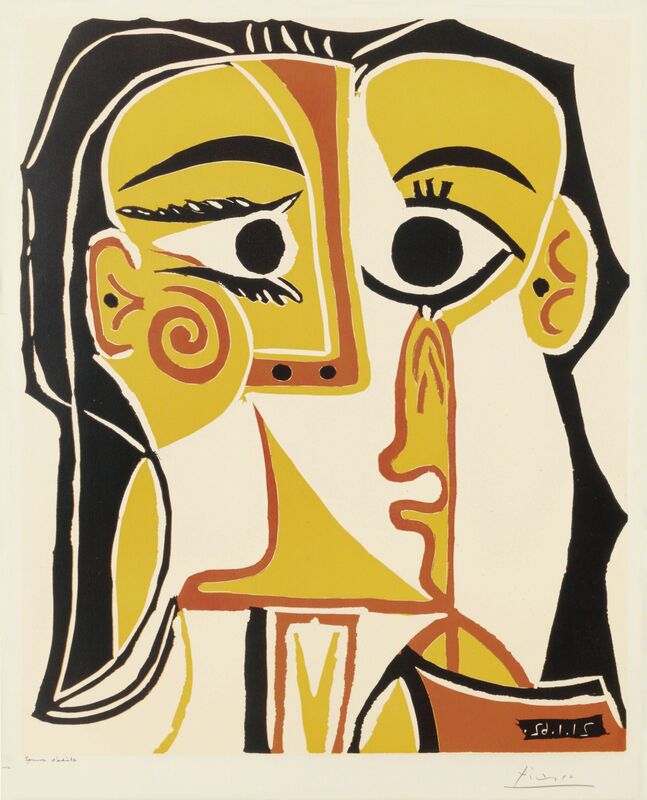 Pablo Picasso, ‘Tête de femme’, 1962, Print, Linocut in colors, on Arches paper, Christie's