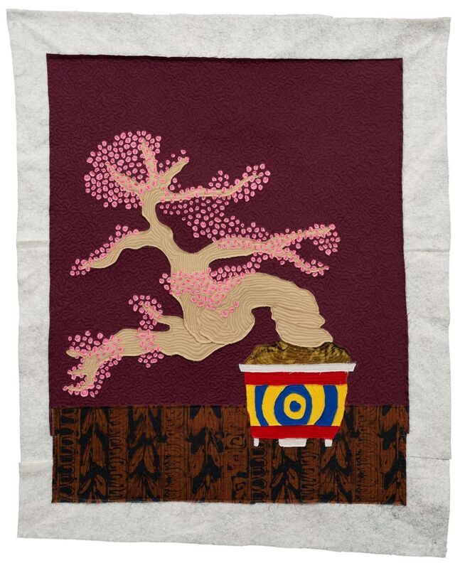 Michael C. Thorpe, ‘japanese beauty berry tree’, 2021, Textile Arts, Quilting cotton, batik fabric, thread, LaiSun Keane
