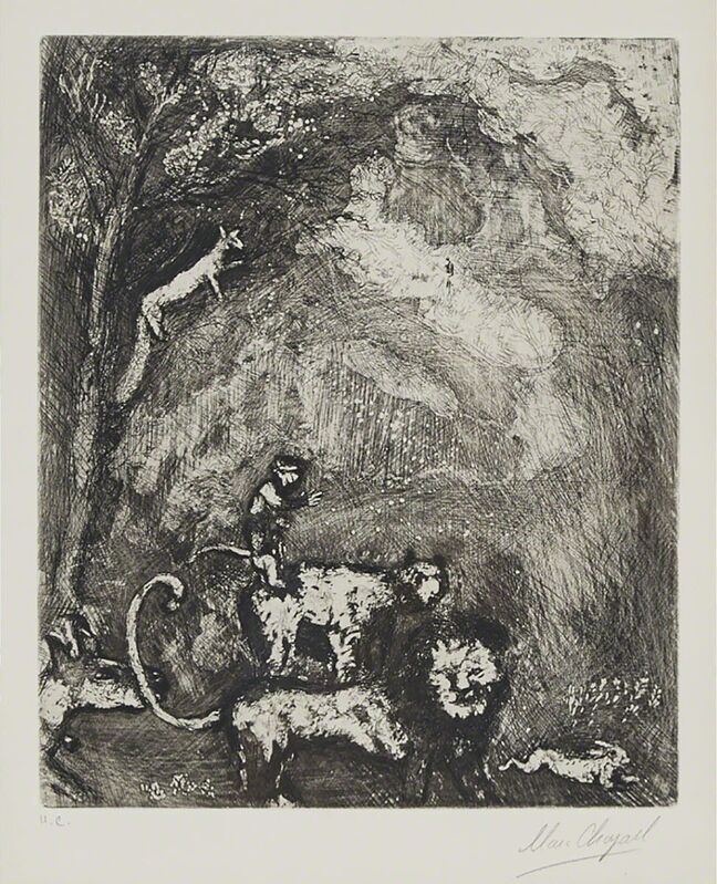 Marc Chagall, ‘Le Lion S’En Allant En Guerre (From Les Fables De La Fontaine, Volume Ii’, Print, Etching and drypoint on BFK Rives watermarked paper, Waddington's