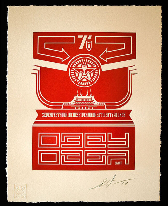 Shepard Fairey, ‘Obey chinese banner letterpress’, 2014, Print, Rudolf Budja Gallery