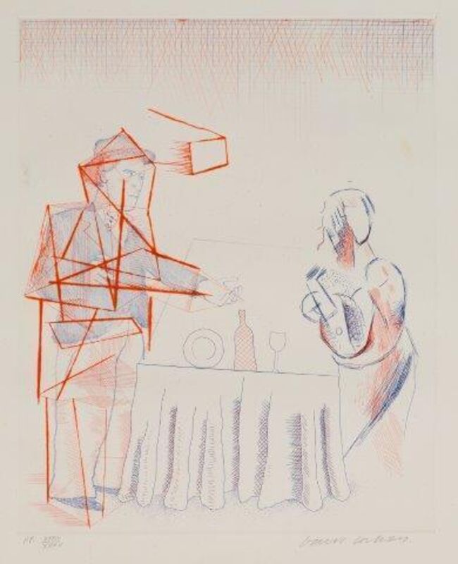 David Hockney, ‘Figures with Still Life [Tokyo 187]’, Print, Etching with drypoint in colours on Inveresk mould-made paper, Roseberys
