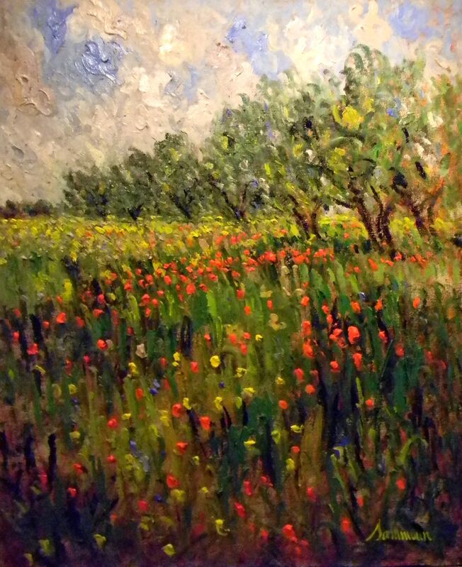 Samir Sammoun, ‘Field of Poppies and Olive Trees (Oliviers et Cocquelicots) ’, 2011, Painting, Original oil on canvas, Off The Wall Gallery