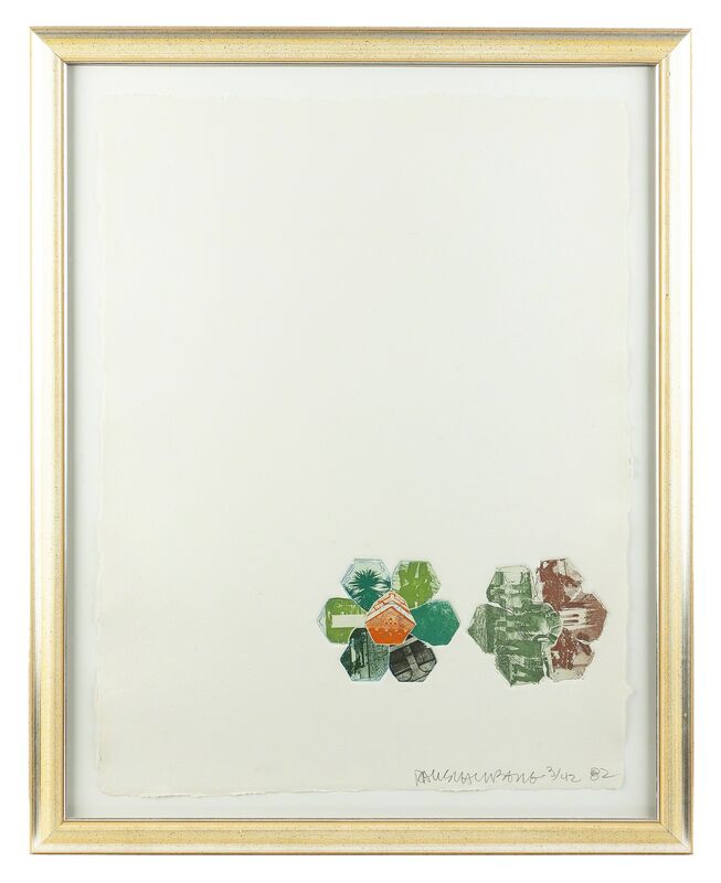 Robert Rauschenberg, ‘11,000 and Rising (from L.A. Flakes)’, 1982, Print, Color etching with embossing on Georges Duchene Colombe paper, John Moran Auctioneers