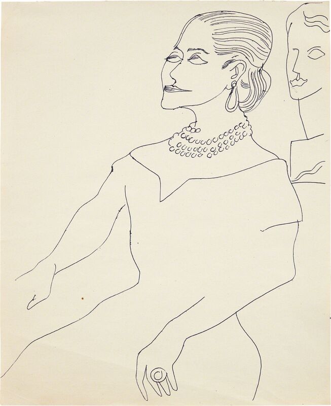 Andy Warhol, ‘Helena Rubinstein’, ca. 1957, Drawing, Collage or other Work on Paper, Ink on paper, Phillips