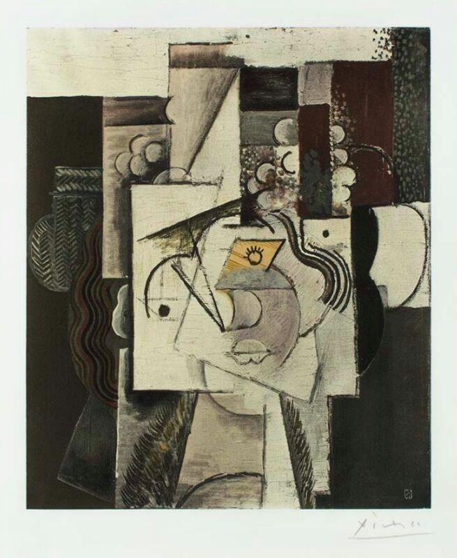 Pablo Picasso, ‘Tete de jeune fille au chapeau garni de raisins’, 1913, Print, Collotype en couleurs, Galerie Céline Moine & LGFA
