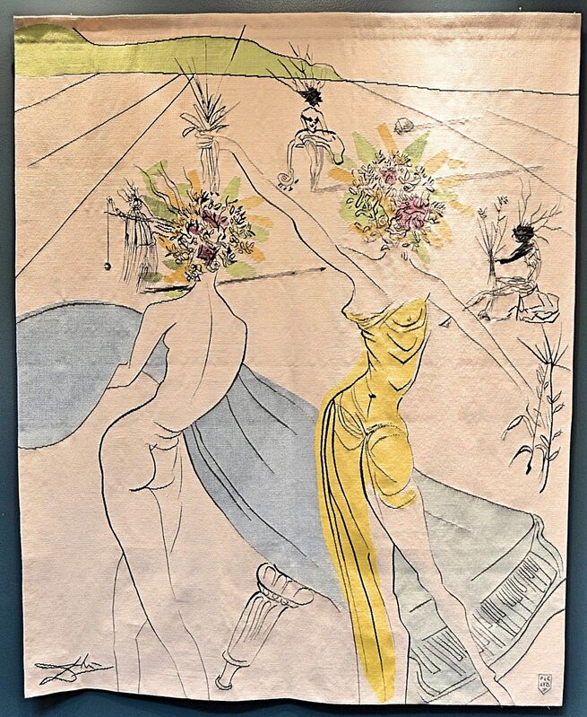 Salvador Dalí, ‘Hippies Suite: Femmes Fleurs Au Piano ’, 1973, Textile Arts, Original Aubusson Tapestry, Off The Wall Gallery
