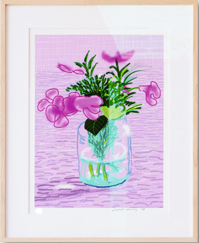 David Hockney, ‘'Untitled, 329' Lilac, iPad Drawing’, Print, Framed Giclee Print on Cotton Fibre Archival Paper. Signed Limited Edition of 250, Rhodes