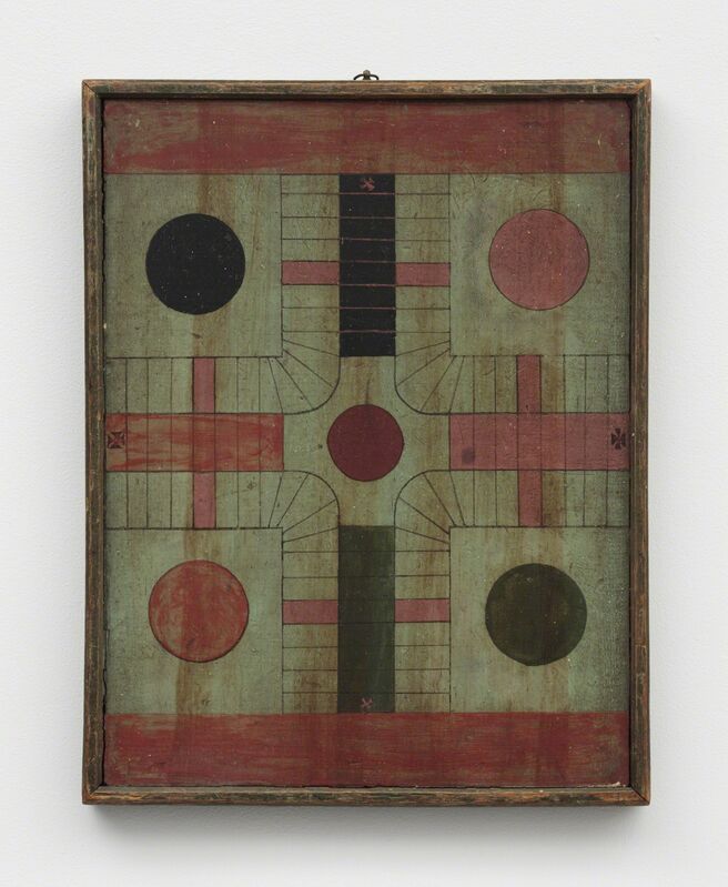Unknown Artist, ‘Polychrome Double-Sided Parcheesi/Checkers Game Board’, Late 19th Century, Other, Polychrome on wood, Ricco/Maresca Gallery