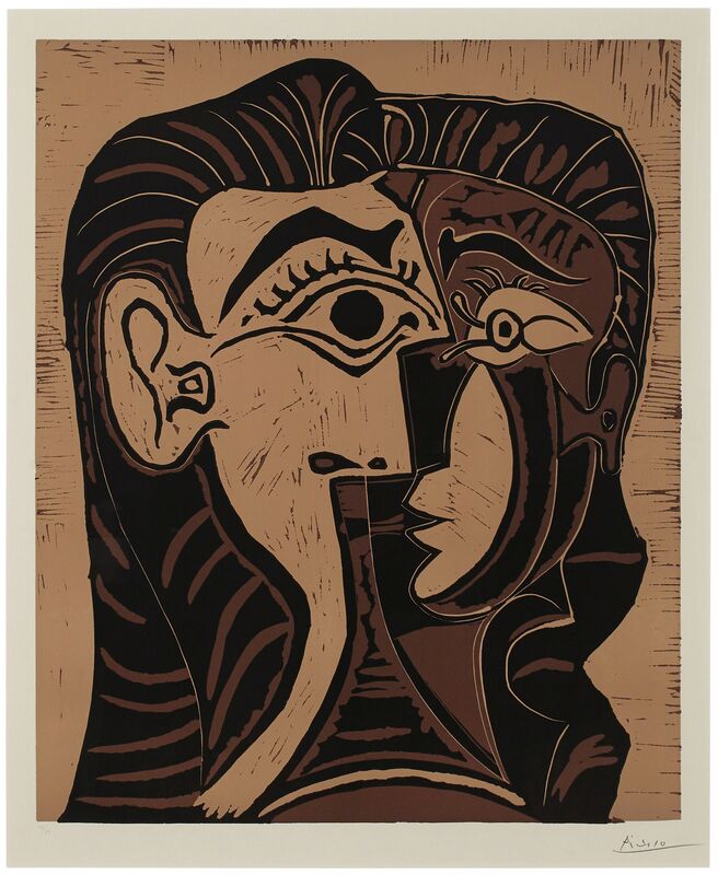 Pablo Picasso, ‘Tête de femme’, 1961, Print, Linocut in colors, on Arches paper, Christie's