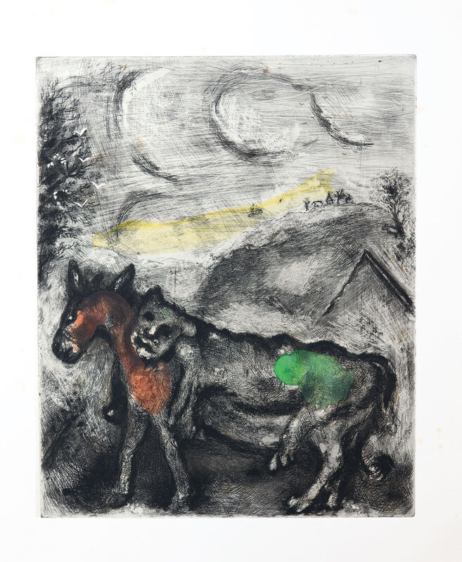 Marc Chagall, ‘The Ass dressed in the Lion's Skin’, 1952, Print, Etching with hand colouring, Goldmark Gallery