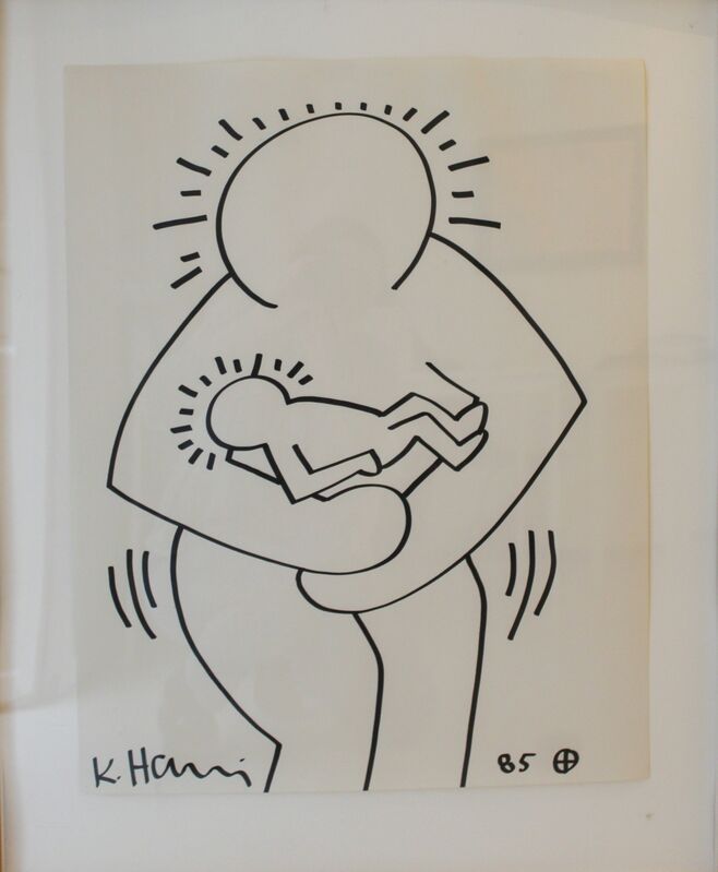 Keith Haring, ‘Untitled’, 1985, Drawing, Collage or other Work on Paper, Black marker on paper, Mirat 