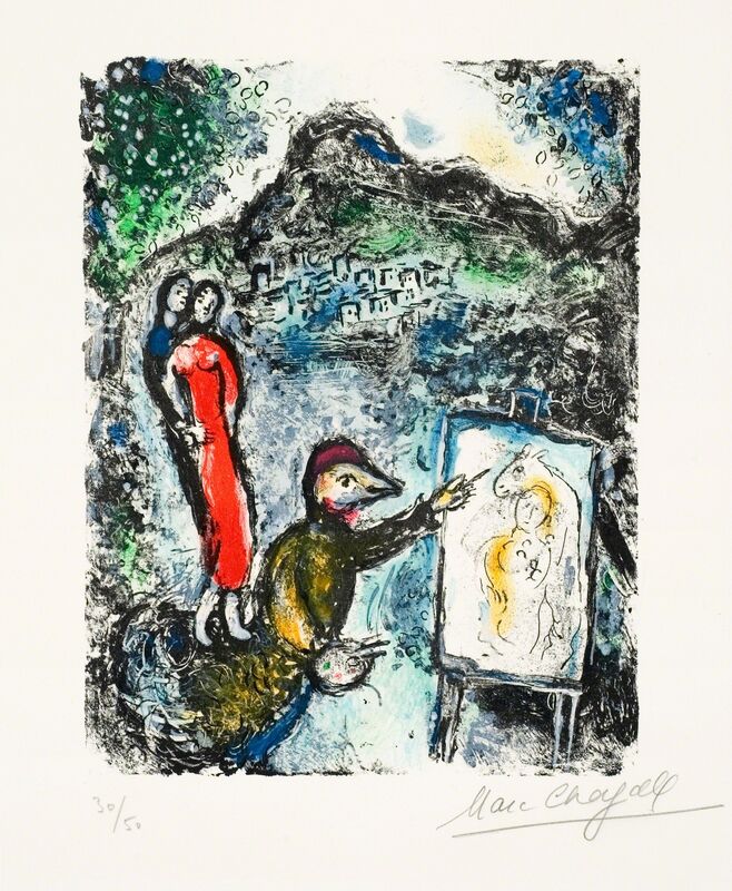 Marc Chagall, ‘Devant St. Jeannet (Near St. Jeannet)’, 1972, Print, Original lithograph printed in colors on wove paper bearing the Arches script watermark., Christopher-Clark Fine Art