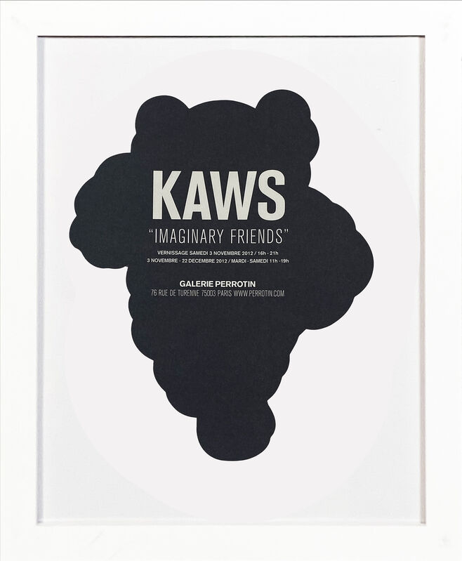 KAWS, ‘'Chum: Imaginary Friends' (framed invite)’, 2012, Ephemera or Merchandise, Offset lithograph print on black cardstock. Float-framed in white hardwood frame molding., Signari Gallery