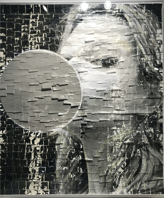 Ardan Özmenoğlu, ‘Beauty Balloon Silver ’, 2021, Painting, Mixed Media artwork done by using post-it notes, silk screen, and painting, FREMIN GALLERY