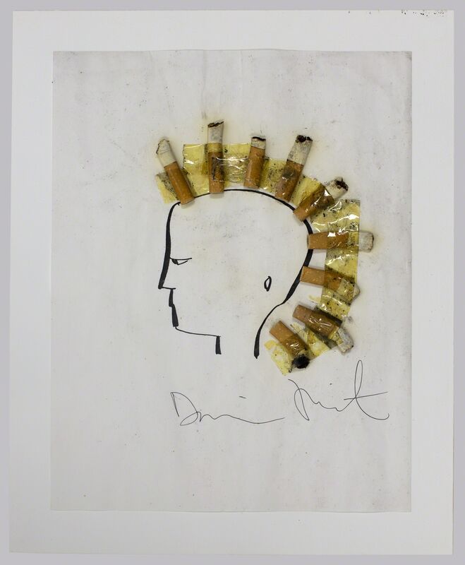 Damien Hirst, ‘from Talking Heads’, 2000, Mixed Media, Mixed media, ink, smoked cigarette butts taped down on xerographic print of head in profile by Anthony Haden-Guest, Capsule Gallery Auction