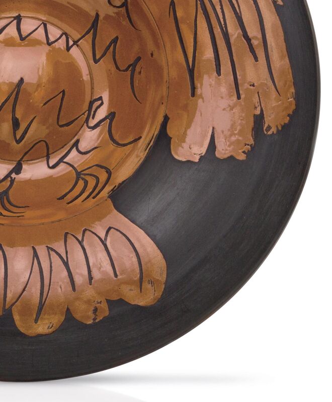 Pablo Picasso, ‘Pablo Picasso Madoura Ceramic Plate, 'Hibou rouge sur fond noir ', Ramié 399’, 1957, Design/Decorative Art, Ceramic, Earthenware, Hirth Fine Art