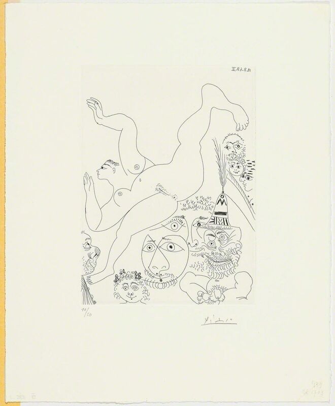 Pablo Picasso, ‘Télévision: Gymnastique au sol, avec spectateurs’, 1968, Print, Etching, Koller Auctions