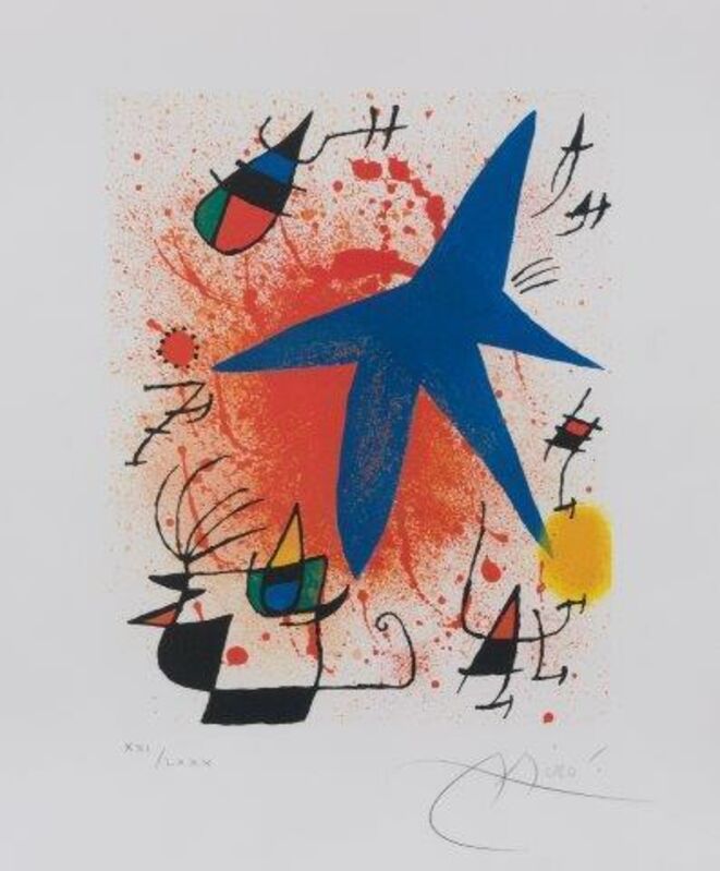 Joan Miró, ‘L'Astre Bleu [Mourlot 857]’, 1972, Print, Lithograph in colours on Rives vellum,, Roseberys