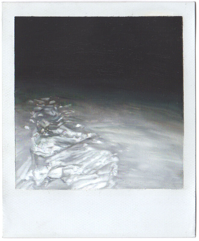 Martí Cormand, ‘Footprints in the Snow at Night’, 2019, Painting, Oil on Polaroid Photo Paper, Bienvenu Steinberg & Partner