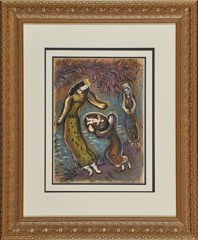 Marc Chagall, ‘Pharaoh's Daughter and Moses from The Story of Exodus’, 1966, Print, Lithograph in colors (framed), Rago/Wright/LAMA