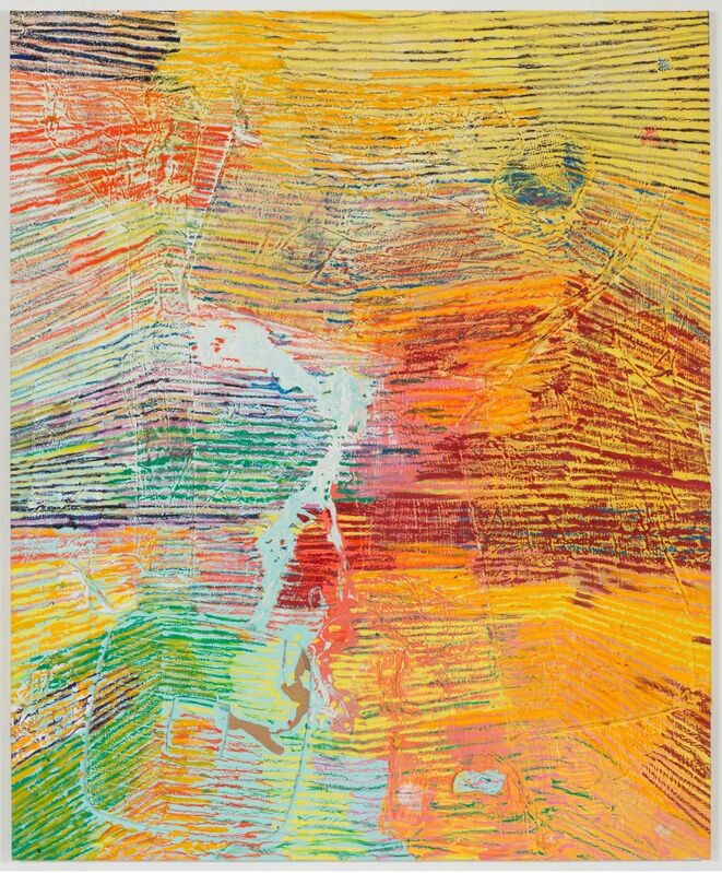 Harmony Korine, ‘Blind Millsaps Line’, 2014, Painting, House paint, oil, and collage on canvas, Gagosian