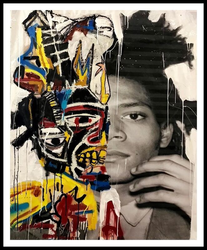 Andrew Cotton, ‘The Basquiat’, 2020, Mixed Media, Mixed media on paper with oil stick, ink, spray paint and oil paint, MAZLISH GALLERY
