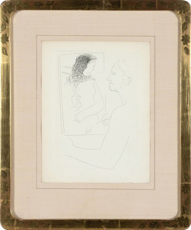 Pablo Picasso, ‘PEINTRE DEVANT SON TABLEAU (BLOCH 92)’, 1927, Print, Etching on Rives BFK paper, Doyle