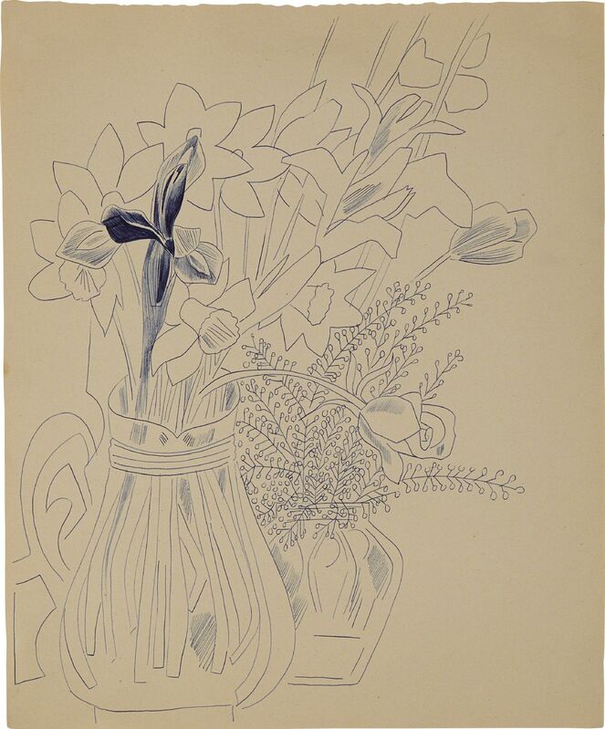 Andy Warhol, ‘Still Life (Flowers)’, ca. 1956, Drawing, Collage or other Work on Paper, Ink on paper, Phillips