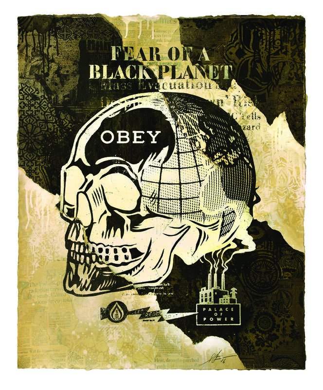 Shepard Fairey, ‘Fear of a Black Planet’, 2016, Print, (stencil, screen print, and collage) on paper, Underdogs Gallery