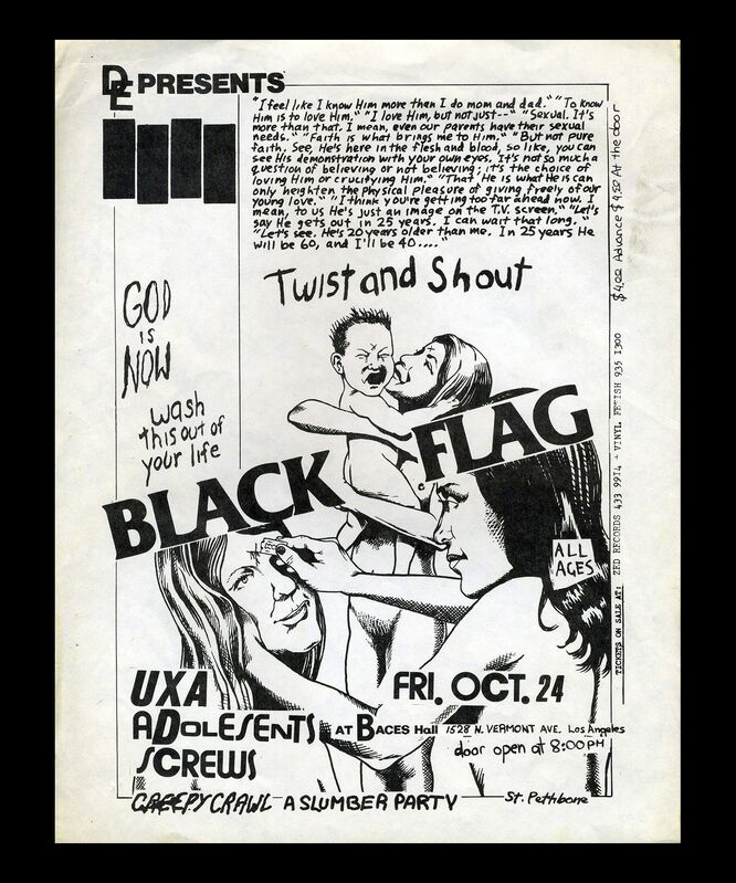 Raymond Pettibon, ‘Raymond Pettibon, Black Flag’, 1981, Print, Offset printed, Lot 180 Gallery