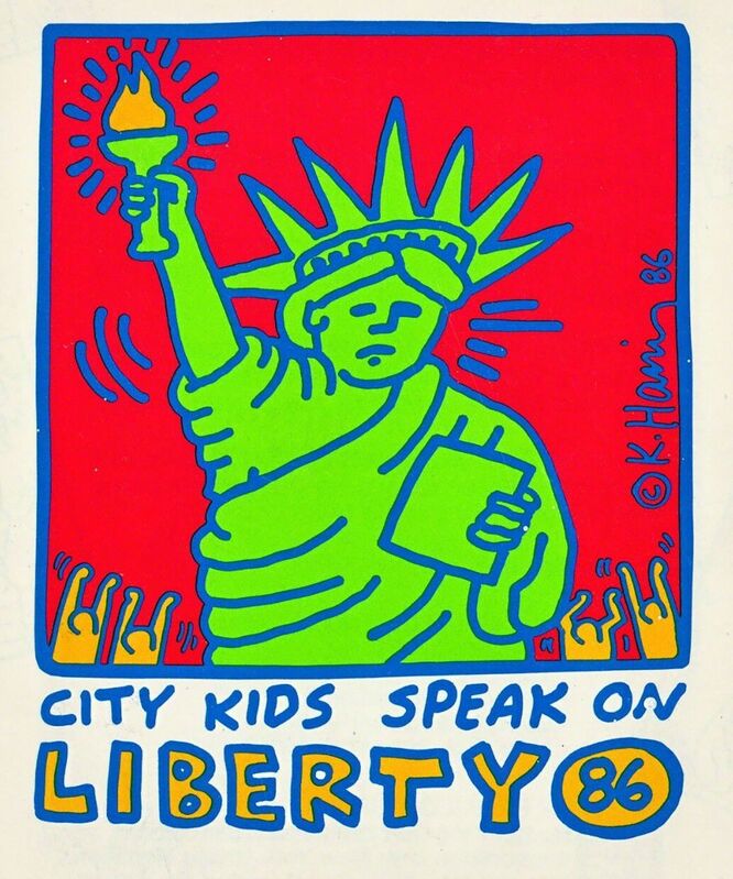 Keith Haring, ‘Keith Haring for Citykids Foundation’, 1986, Ephemera or Merchandise, Offset printed double-sided sticker 1986, Lot 180