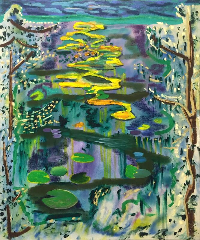 Shara Hughes, ‘Lillypad Palace’, 2016, Painting, Oil, acrylic, chalk and airbrush on canvas, Romer Young Gallery