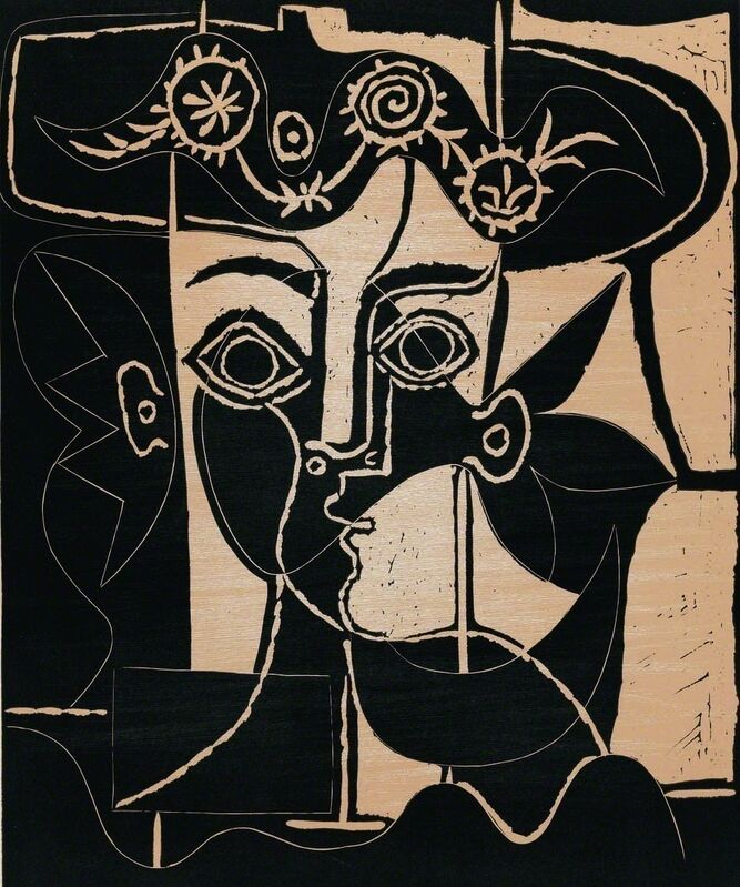 Pablo Picasso, ‘Grande Tête de Femme au Chapeau Orné’, 1962, Print, Linoleum Cut Printed in Colors, Contessa Gallery