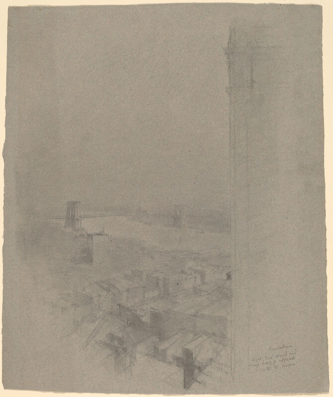 Stanford White, ‘Manhattan Bridge’, Drawing, Collage or other Work on Paper, Graphite on blue-gray laid paper, National Gallery of Art, Washington, D.C.