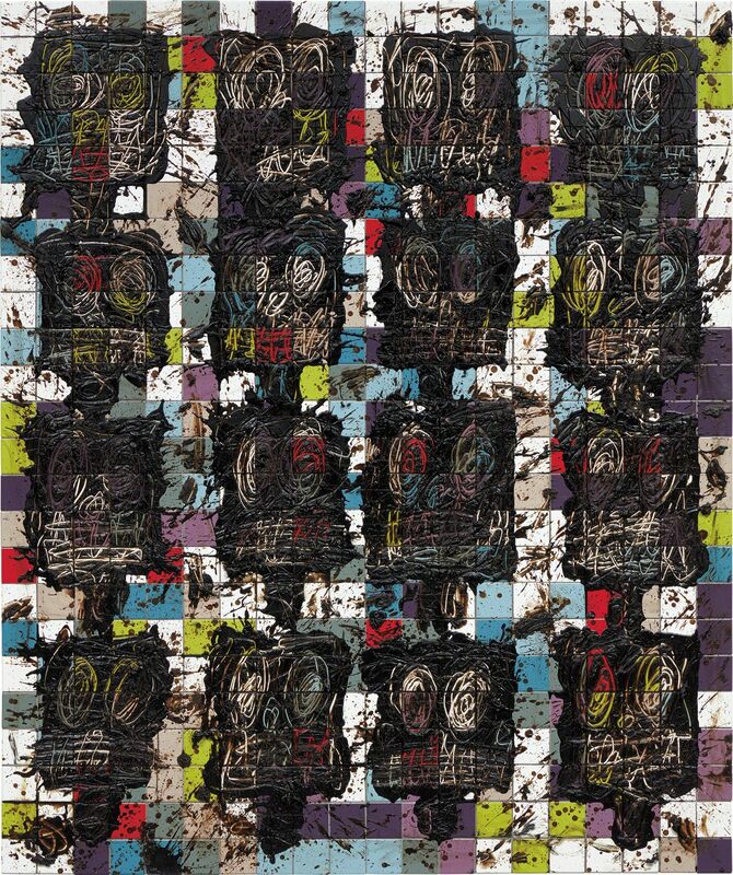 Rashid Johnson, ‘Color Men’, 2016, Mixed Media, Spray enamel, black soap and wax on ceramic tile, Phillips