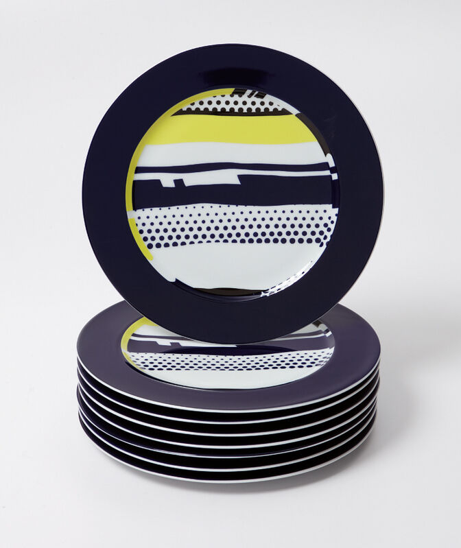 Roy Lichtenstein, ‘Eight abstract service plates’, 1990, Design/Decorative Art, Set of eight porcelain plates glazed in colors, all contained in the original individual boxes, Phillips