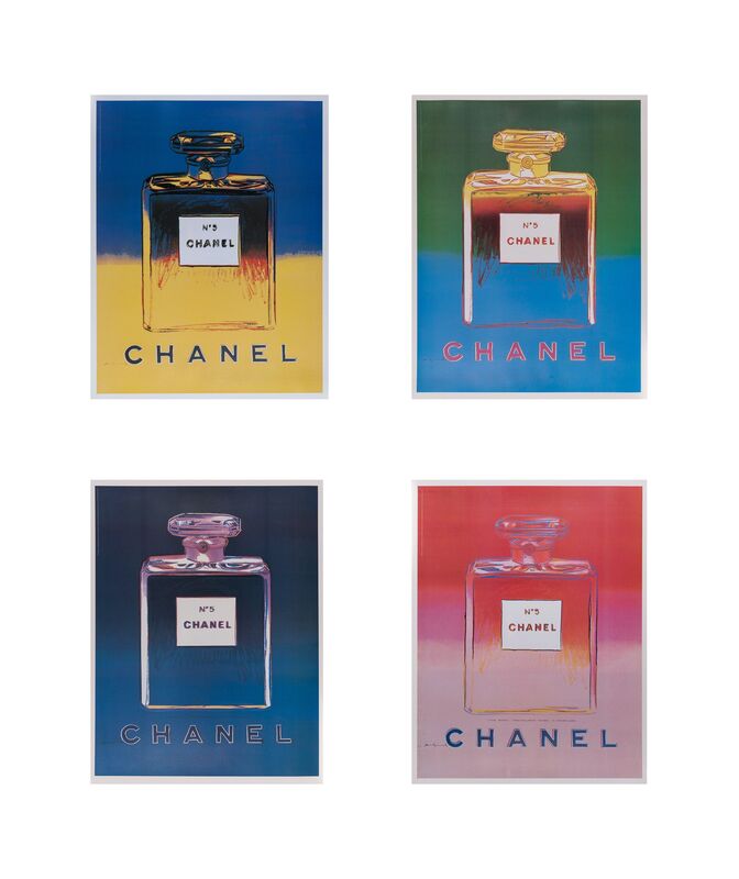 Andy Warhol, ‘Chanel No. 5, Suite of Four’, Reproduction, Offset color screenprint on paper laid to linen, Doyle