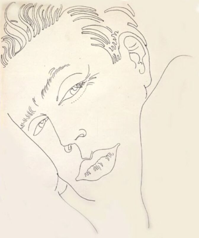 Andy Warhol, ‘Unidentified Male’, ca. 1959, Drawing, Collage or other Work on Paper, Ballpoint pen on paper, David Nolan Gallery