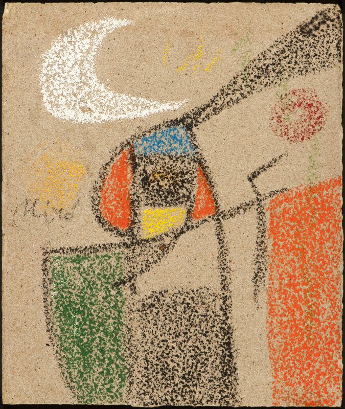 Joan Miró, ‘Femme devant la lune’, 1977, Painting, Wax crayon on greyish-brown sandpaper, Galería Daniel Cardani