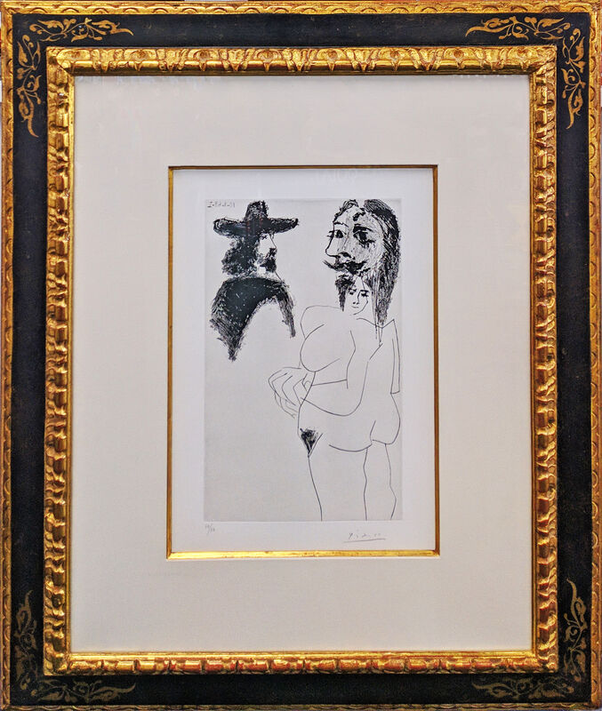 Pablo Picasso, ‘BEAU GENTILHOMME ESPAGNOL ET FEMME À BARBE (BLOCH 1743)’, 1968, Print, Aquatint, drypoint and scraper on wove paper, Gallery Art