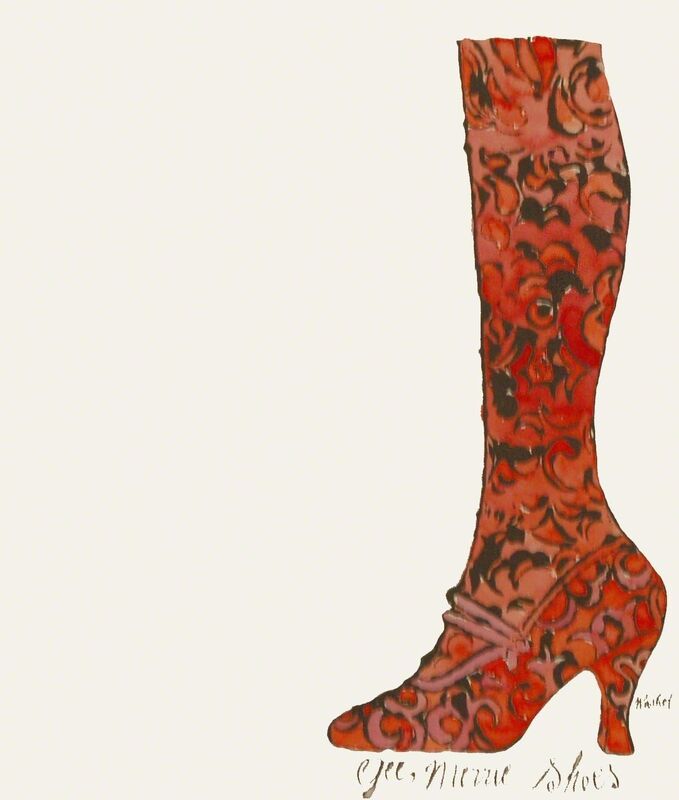Andy Warhol, ‘Gee, Merrie Shoes (Red)’, ca. 1956, Mixed Media, Hand-colored lithograph, Puccio Fine Art